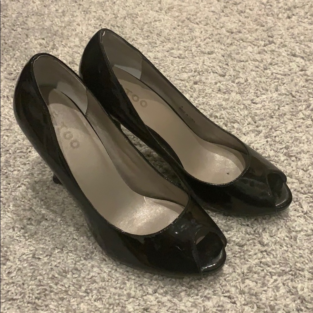 Classic Black Patent Peep Toe Pumps